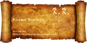 Kozma Korvin névjegykártya